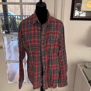 Faherty Red and Gray Plaid Shirt XL